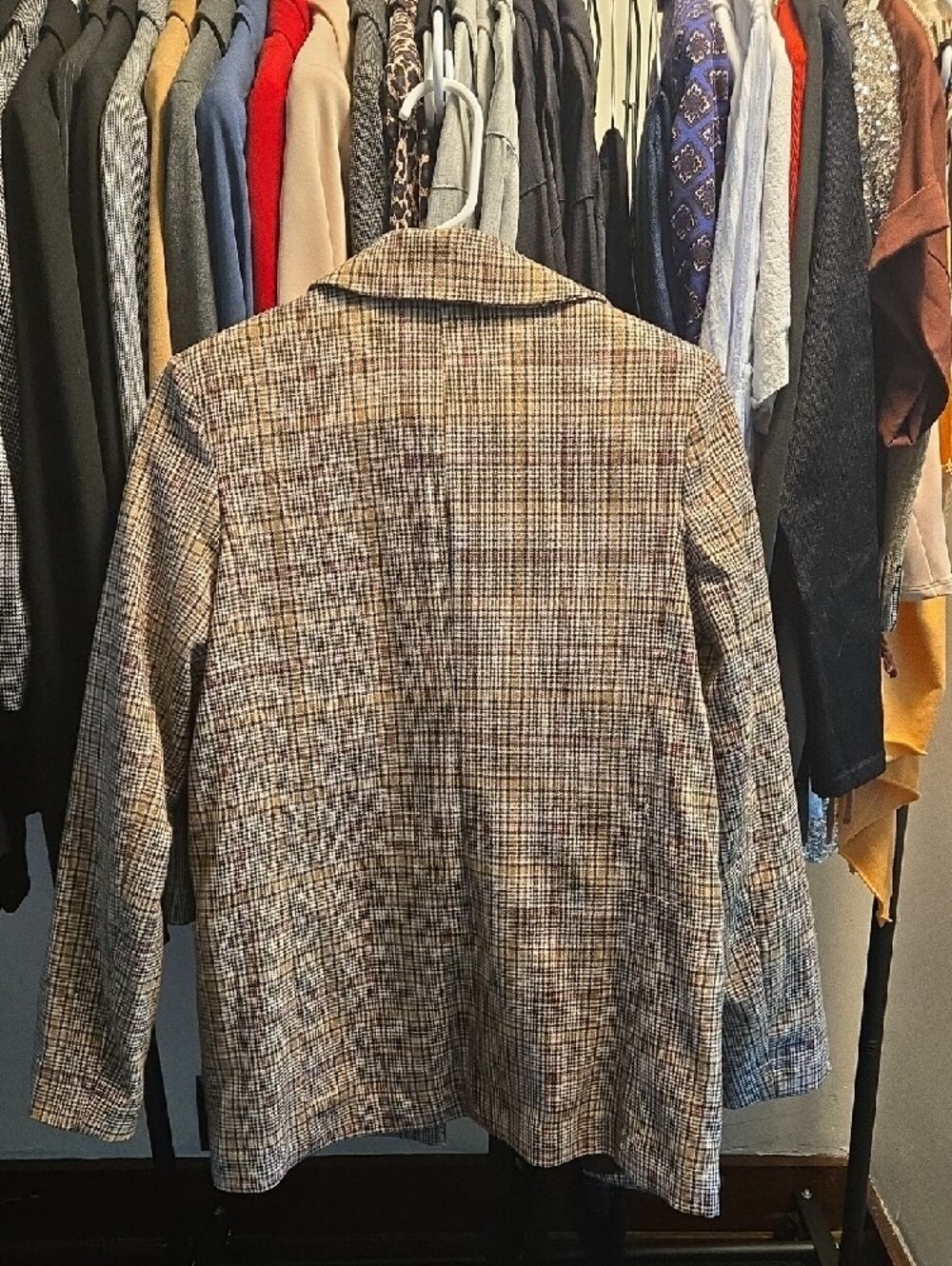 SO Women's Plaid Blazer in Tan, Brown and Subtle Maroon - Picture 5 of 5